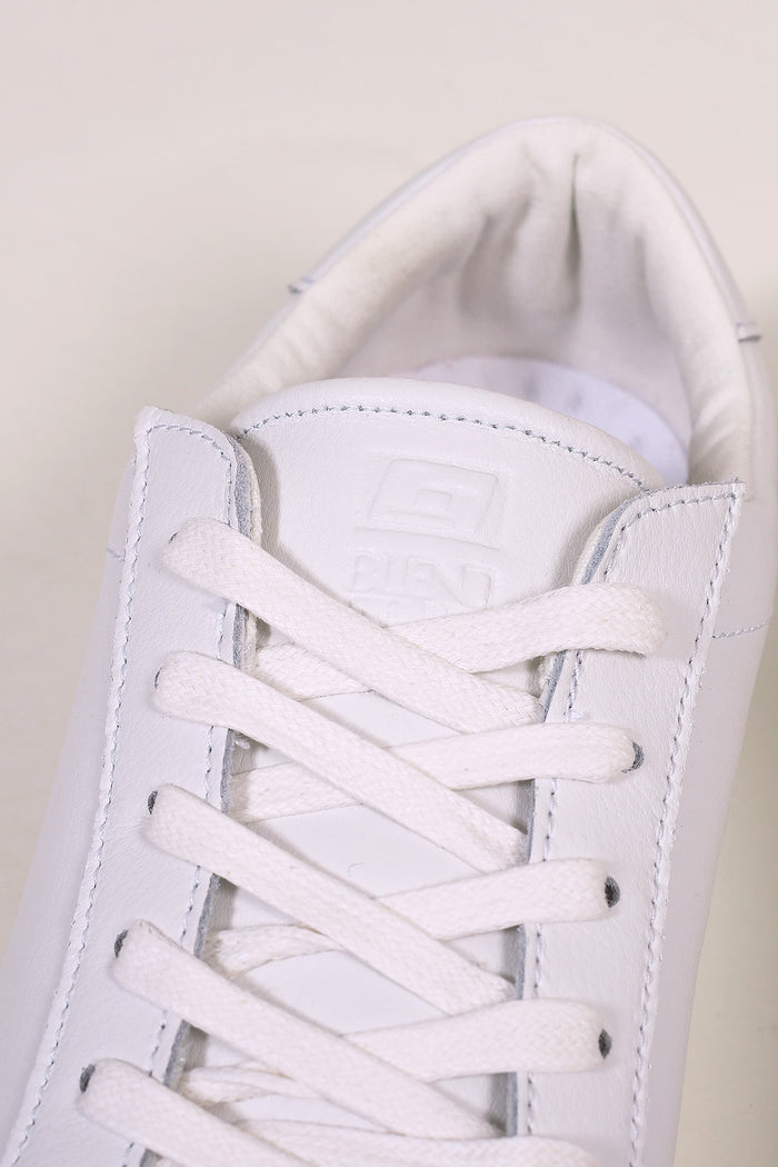 Blend White Leather Grain Sneakers