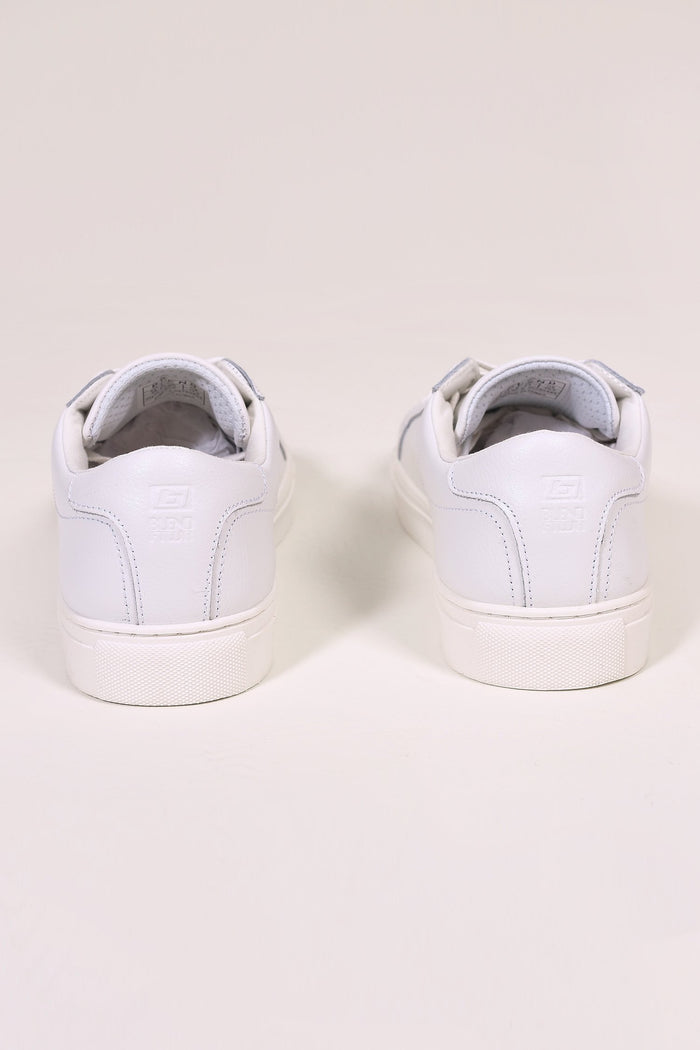 Blend White Leather Grain Sneakers