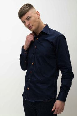 Claudio Lugli Navy Shirt With Multi-Coloured Buttons