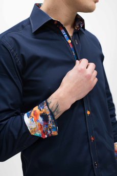 Claudio Lugli Navy Shirt With Multi-Coloured Buttons