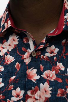 Claudio Lugli Red & Navy Floral Shirt