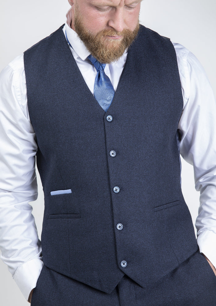 Fratelli Navy With Contrast Detail Waistcoat