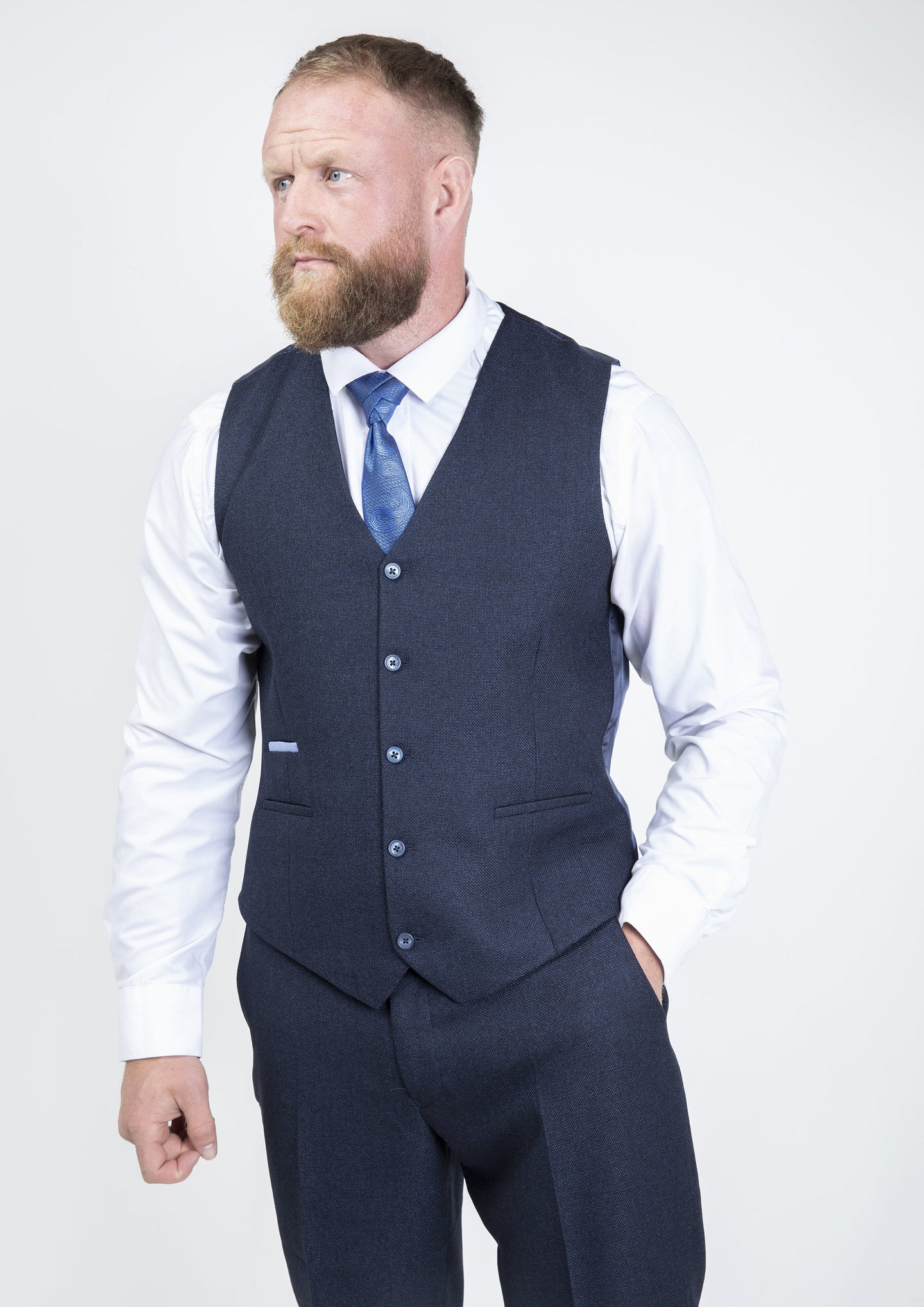 Fratelli Navy With Contrast Detail Waistcoat