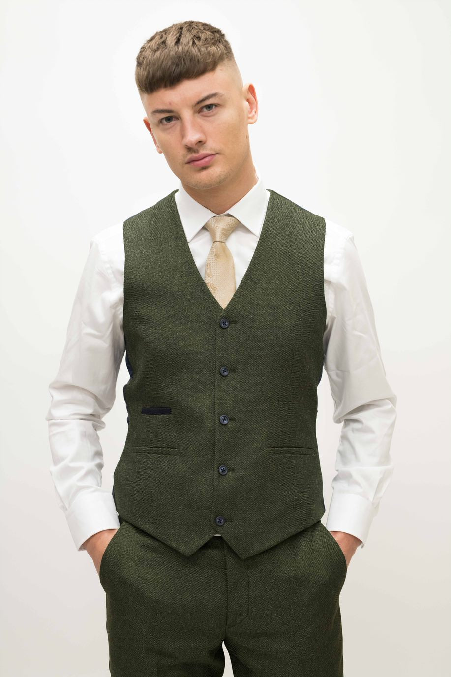 Fratelli Olive With Contrast Detail Waistcoat