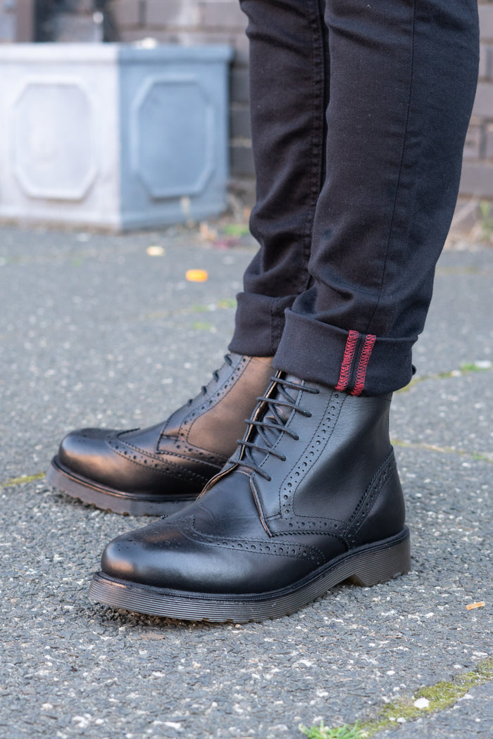 Grafters Black Brogue Boots