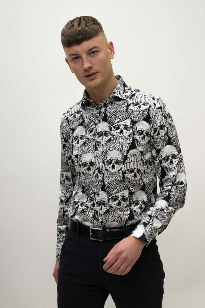 Guide London Black & White Skull Shirt