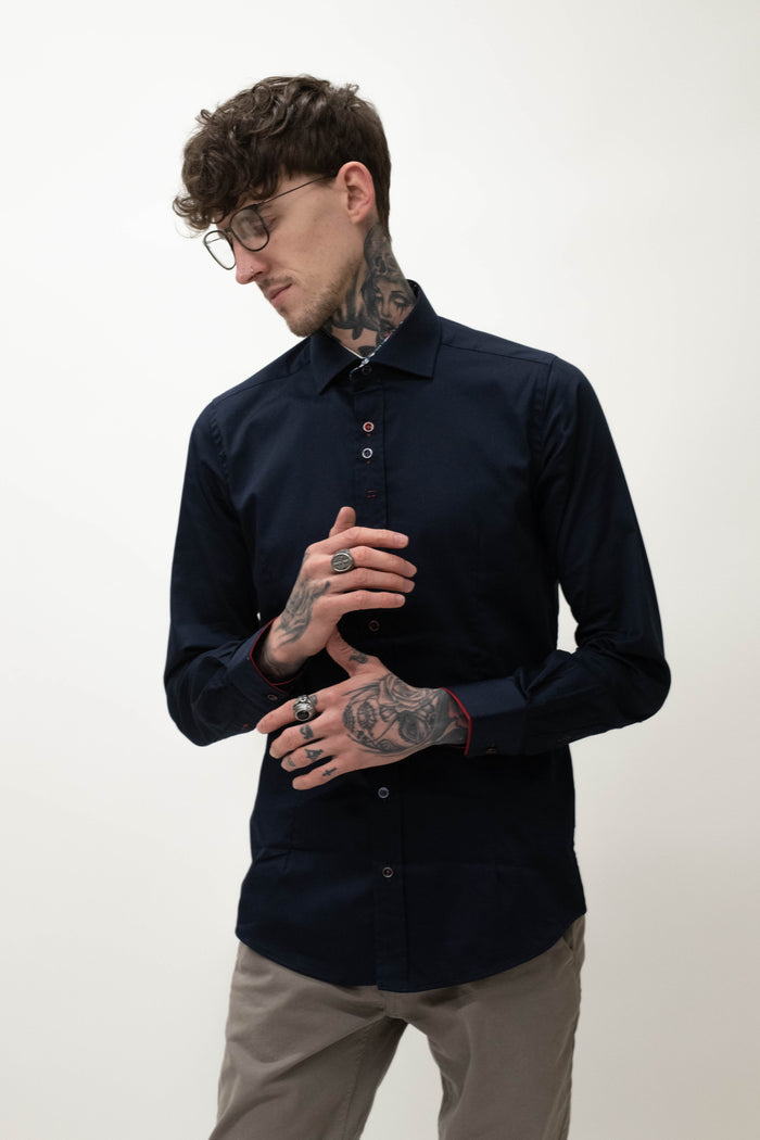 Guide London Navy Shirt With Multi Coloured Buttons