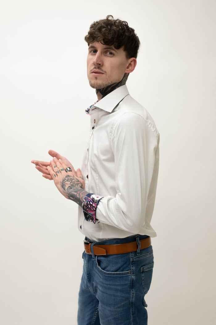Guide London White Shirt With Multi Coloured Buttons