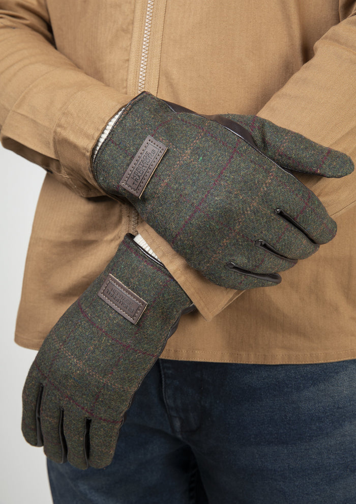 Heritage Traditions Green Check Tweed Gloves