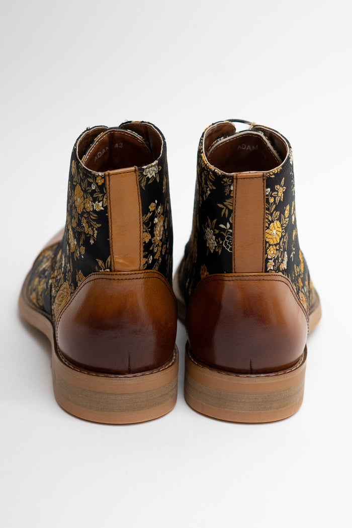 Justin Reess Adam Floral Boots In Brown