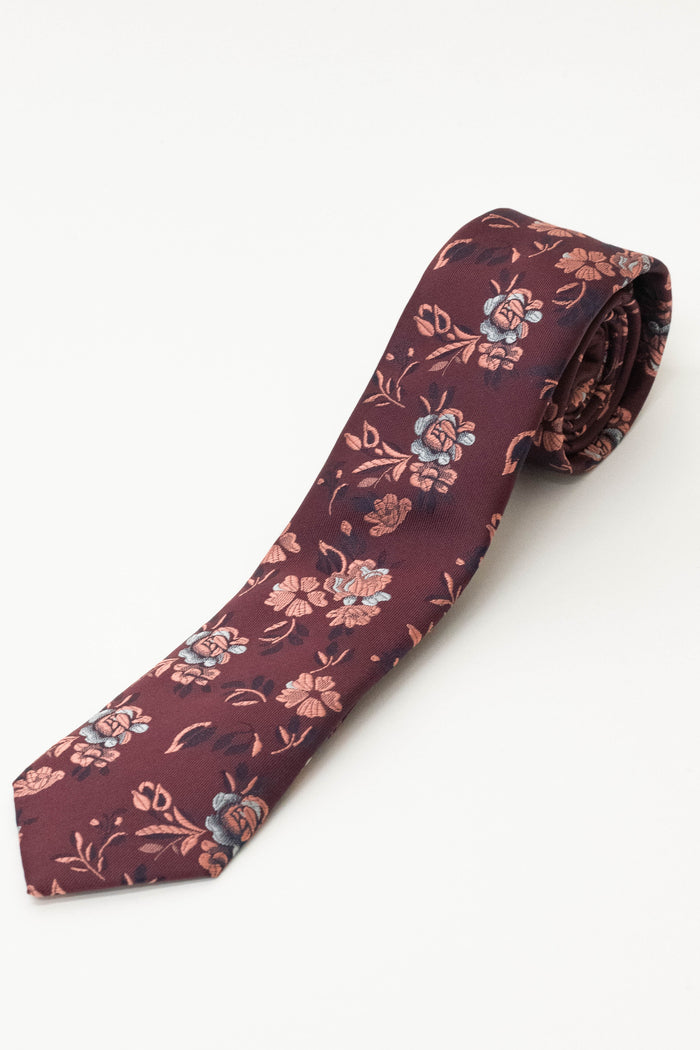Knightsbridge Neckwear Burgundy Floral Tie
