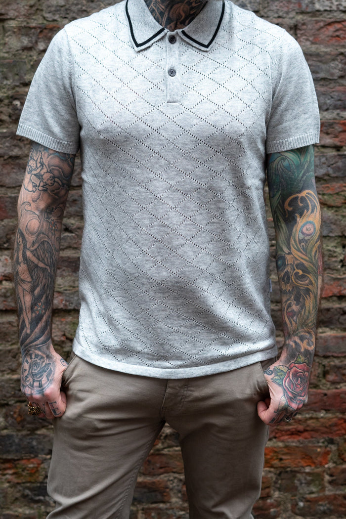 Mish Mash Grey Knitted Polo T-Shirt