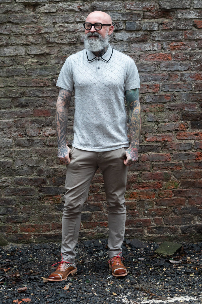 Mish Mash Grey Knitted Polo T-Shirt