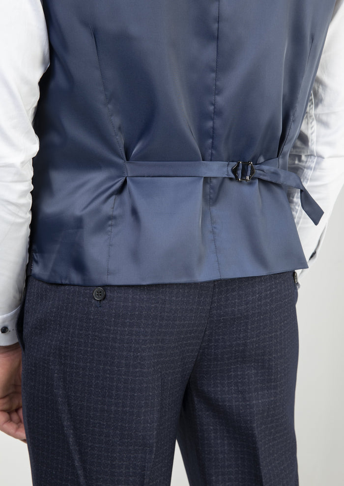 Skopes Mac Navy & Grey Check Single Breasted Waistcoat