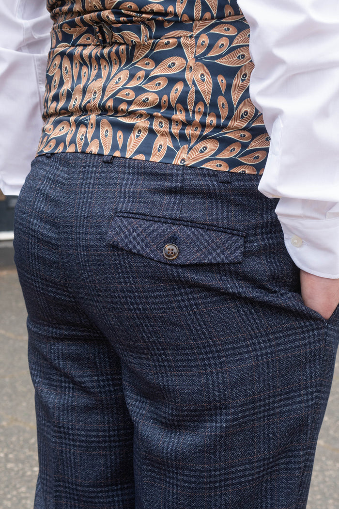 Skopes Woolf Navy Check Tweed Style Trousers