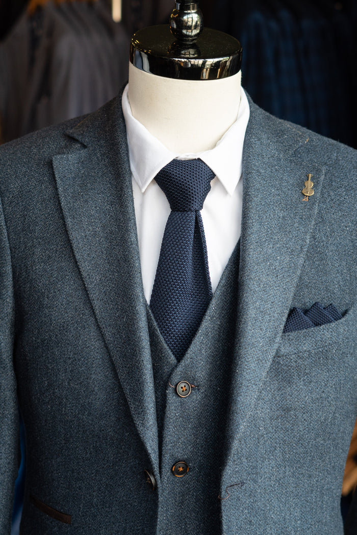 Victory & Innsbruck Navy Knitted Tie & Pocket Square Set
